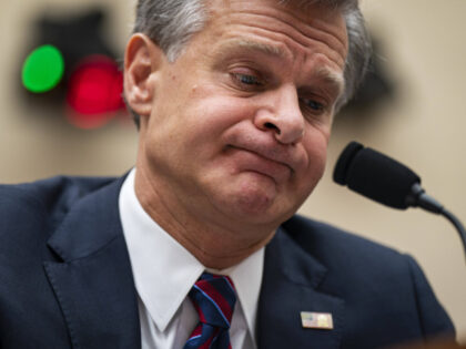Christopher Wray, director of the Federal Bureau of Investigation (FBI), during a House Judiciary Committee hearing in Washington, DC, US, on Wednesday, July 12, 2023. Wray is testifying before the committee amid calls by some hardline conservatives for his ouster. Photographer: Al Drago/Bloomberg via Getty Images