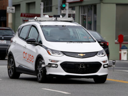 A self-driving car operated by Cruise rides on 11th Street in San Francisco, Calif. on Friday, March 10, 2017. The Department of Motor Vehicles is announcing proposed regulations for testing and deploying self-driving cars on public roadways. (Photo By Paul Chinn/The San Francisco Chronicle via Getty Images)