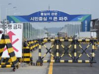 Barricades are placed near the Unification Bridge, which leads to the Panmunjom in the Demilitarized Zone in Paju, South Korea, Wednesday, July 19, 2023. An American soldier who had served nearly two months in a South Korean prison, fled across the heavily armed border into North Korea, U.S. officials said …