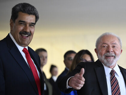 Brazilian President Luiz Inacio Lula da Silva bids farewell to Venezuelan President Nicolas Maduro after a luncheon at the Itamaraty Palace in Brasilia, Brazil, May 29, 2023. Maduro is on an official visit to attend a summit convened by the President of Brazil, which will be attended by ten South …