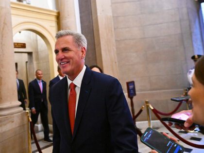 Speaker of the House Kevin McCarthy (R-Calif.) makes his way to Statuary Hall to host the Congressional statue dedication and unveiling ceremony in honor of American writer Willa Cather on June 7, 2023 in Washington, D.C. (Photo by Ricky Carioti/The Washington Post via Getty Images)