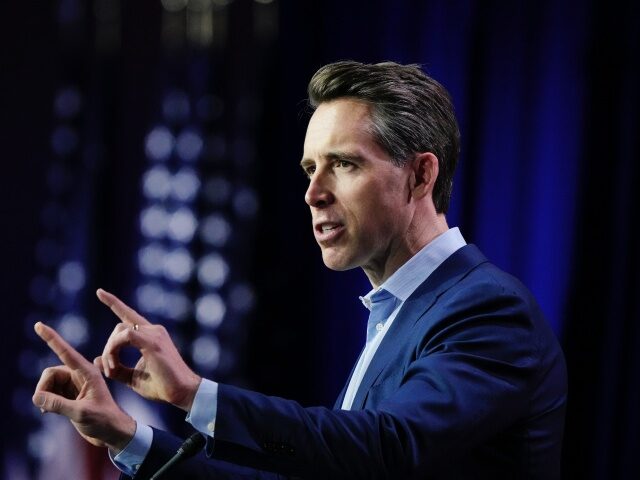 WASHINGTON, DC - JUNE 23: Sen. Josh Hawley (R-MO) delivers remarks at the Faith and Freedom Road to Majority conference at the Washington Hilton on June 23, 2023 in Washington, DC. Former U.S. President Donald Trump will deliver the keynote address at tomorrow evening's "Patriot Gala" dinner. (Photo by Drew …