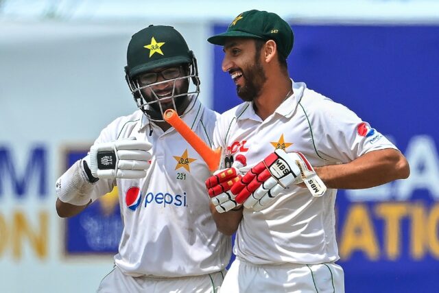 Imam-ul-Haq (L) hit an unbeaten 50 to steer Pakistan home in their tricky chase of 131 against Sri Lanka