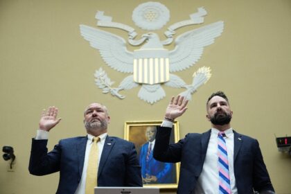IRS whistleblowers Gary Shapley (left) and Joe Ziegler testify before the House Committee on Oversight and Accountability