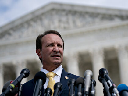 Jeff Landry, Louisiana attorney general, speaks during a news conference outside the Supreme Court in Washington, D.C., U.S., on Monday, Sept. 9, 2019. A group of 50 attorneys general opened a broad investigation into whether advertising practices of Alphabet Inc.'s Google violate antitrust laws. Photographer: Andrew Harrer/Bloomberg via Getty Images