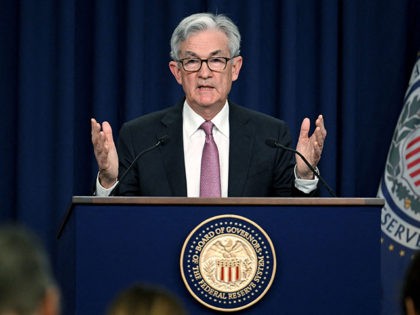 U.S. Federal Reserve Chairman Jerome Powell speaks at a news conference in Washington, DC, on May 4, 2022. (JIM WATSON/Getty Images)