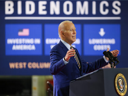 US President Joe Biden during an event at the Flex facility in West Columbia, South Carolina, US, on Thursday, July 6, 2023. Biden announced a $60 million investment from Enphase Energy Inc., a manufacturer of solar-energy equipment, the latest effort to underscore his administration's economic agenda as he seeks reelection. …