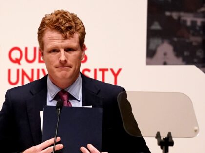 BELFAST, NORTHERN IRELAND - APRIL 19: US Special Envoy to Northern Ireland for Economic Affairs, Congressman Joe Kennedy III speaks during the international conference to mark the 25th anniversary of the Belfast/Good Friday Agreement, at Queen's University on April 19, 2023 in Belfast, Northern Ireland. (Photo by Brian Lawless - …