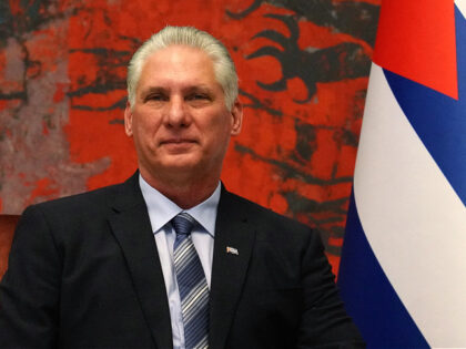 President of Cuba, Miguel Diaz-Canel attends a meeting with his Serbian counterpart as part of his official visit to Serbia in Belgrade, on June 21, 2022. (Photo by OLIVER BUNIC / AFP) (Photo by OLIVER BUNIC/AFP via Getty Images)