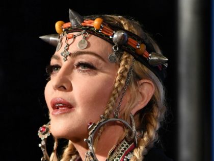 Madonna poses in the press room at the 2018 MTV Video Music Awards at Radio City Music Hall on August 20, 2018 in New York City. (Photo by ANGELA WEISS / AFP) (Photo credit should read ANGELA WEISS/AFP/Getty Images)