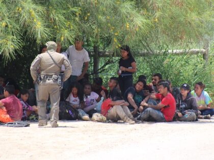 Texas DPS troopers detain a group of migrants near Eagle Pass, Texas. (Randy Clark/Breitbart Texas)