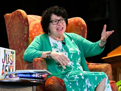 FILE. Supreme Court Justice Sonia Sotomayor addresses attendees of an event promoting her new children's book "Just Ask!" in Decatur, Ga., Sept. 1, 2019. (AP Photo/John Amis, File)