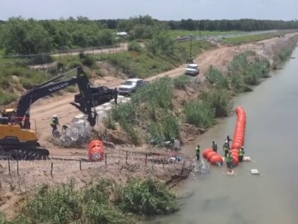 Texas begins construction of a floating border barrier near Eagle Pass, Texas. (Texas Department of Public Safety)