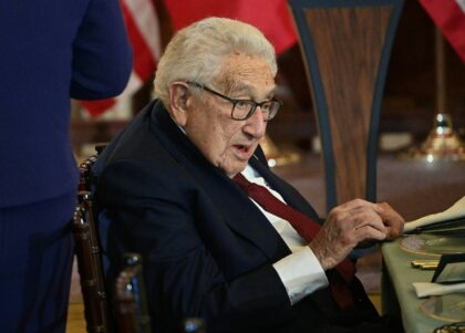 Former US secretary of state Henry Kissinger attends a luncheon at the State Department in December 2022