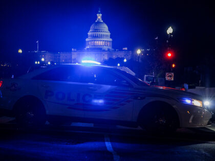 WASHINGTON, DC - MARCH 01: A police car blocks off a street near the U.S. Capitol building ahead of U.S. President Joe Biden's first State of the Union address to a joint session of Congress on March 1, 2022 in Washington, DC. According to Administration officials, President Biden spoke on …