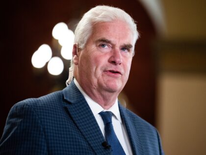 UNITED STATES - MAY 30: House Majority Whip Tom Emmer, R-Minn., prepares for a television interview in the U.S. Capitol on Tuesday, May 30, 2023. (Tom Williams/CQ Roll Call)