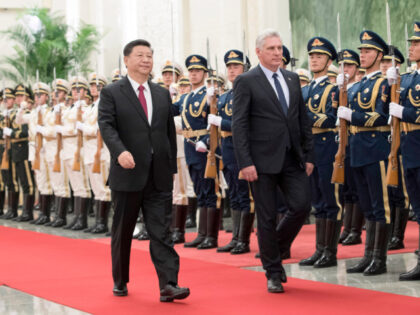BEIJING, Nov. 8, 2018 -- Chinese President Xi Jinping L, front holds a welcoming ceremony for Cuban President Miguel Diaz-Canel before their talks at the Great Hall of the People in Beijing, capital of China, Nov. 8, 2018. (Xinhua/Wang Ye) (Xinhua/Wang Ye via Getty Images)